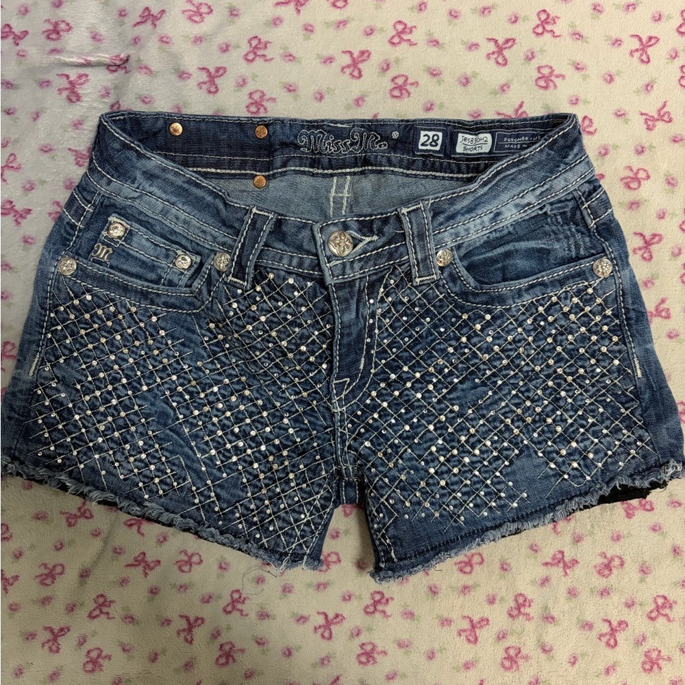 Miss Me Women's Denim Studded Shorts